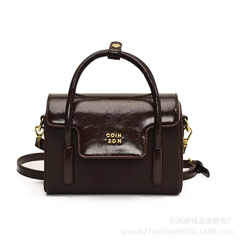 Women Crossbody Brown Leather Square Bag 2026 - Image 9