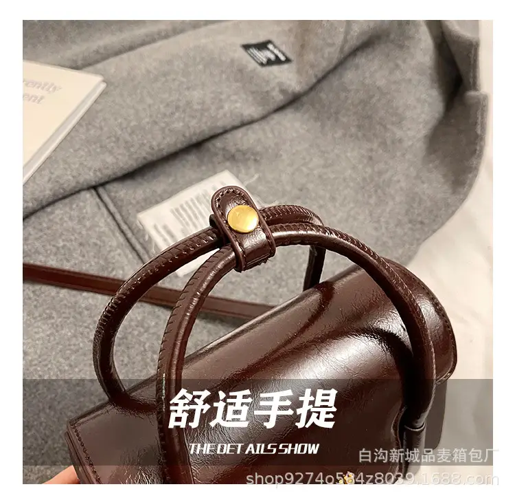 Women Crossbody Brown Leather Square Bag 2026 — feature 11