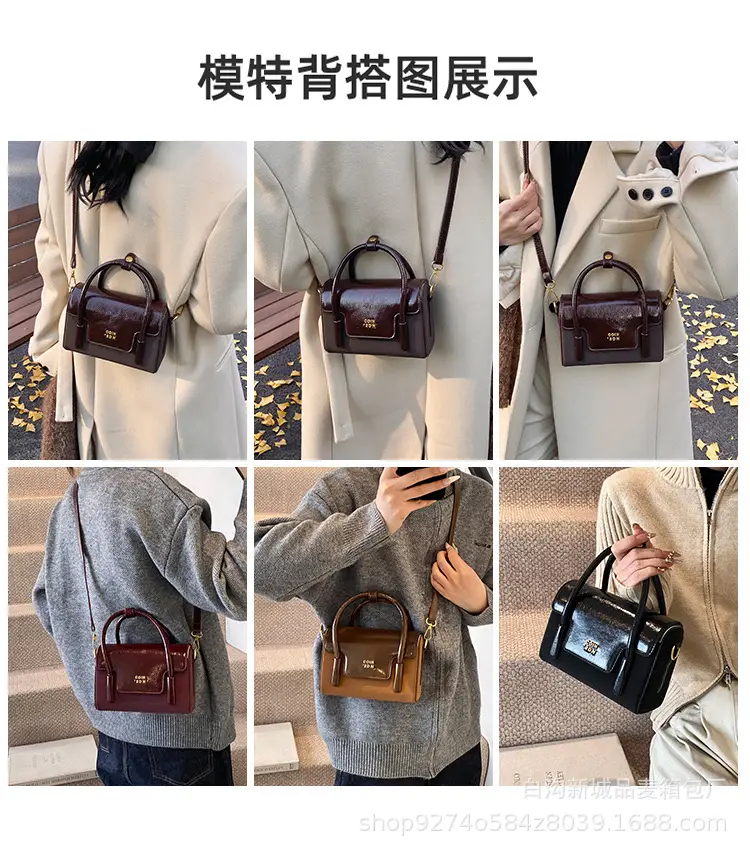 Women Crossbody Brown Leather Square Bag 2026 — feature 3