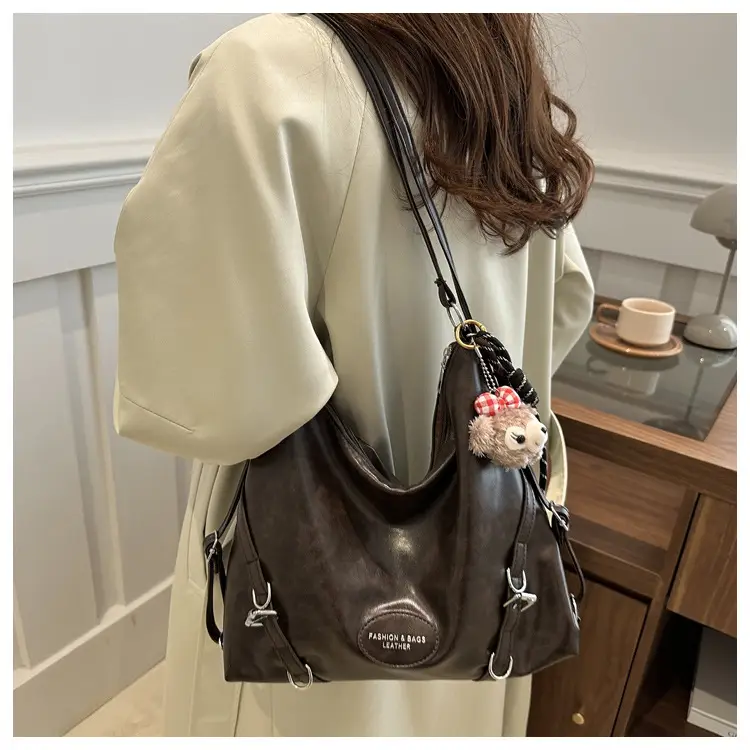 2024 Winter Korean Style Brown Retro Face Tote Bag — feature 13