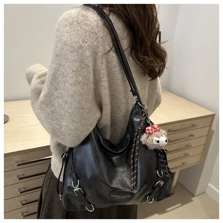 2024 Winter Korean Style Brown Retro Face Tote Bag — feature 17