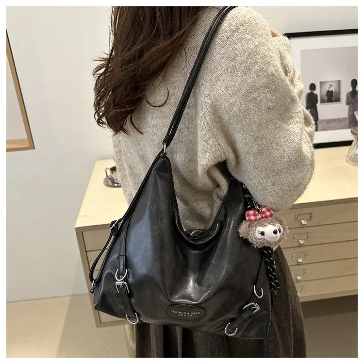 2024 Winter Korean Style Brown Retro Face Tote Bag — feature 18