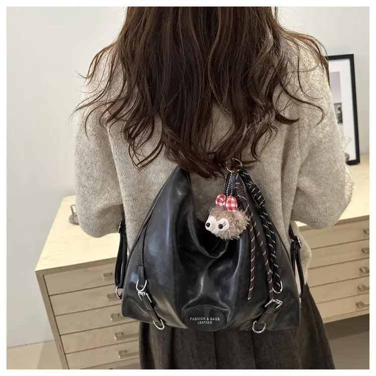 2024 Winter Korean Style Brown Retro Face Tote Bag — feature 19