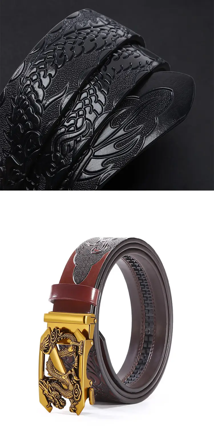 Men's Dragon Buckle Belt with Gold Plated Finish — feature 10