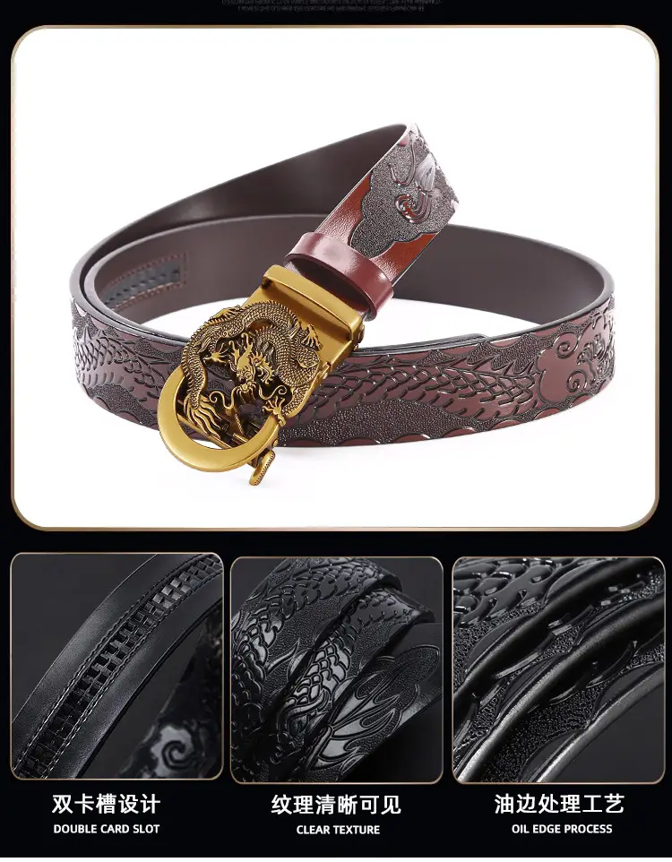 Men's Dragon Buckle Belt with Gold Plated Finish — feature 4