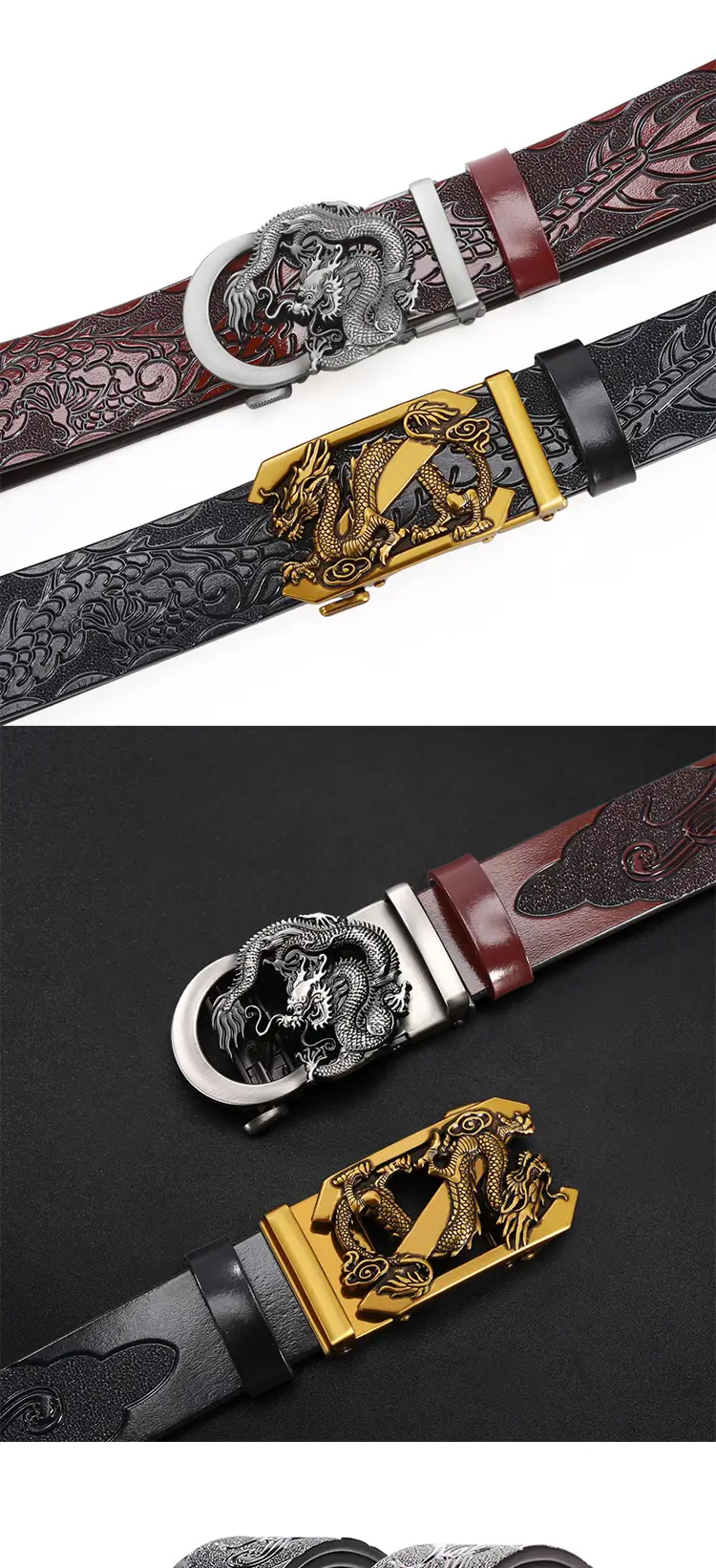Men's Dragon Buckle Belt with Gold Plated Finish — feature 8