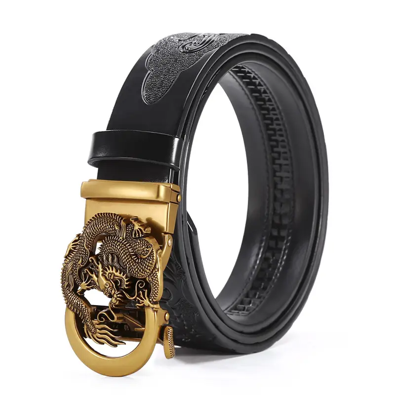 Men's Dragon Buckle Belt with Gold Plated Finish - Image 3