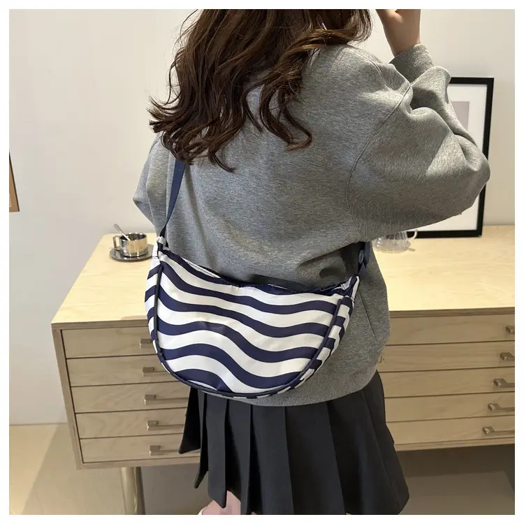 Women's Striped Shoulder Bag with Crossbody Strap — feature 21