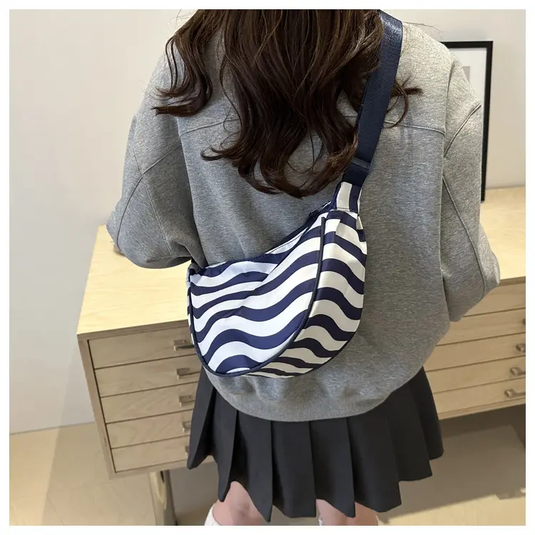 Women's Striped Shoulder Bag with Crossbody Strap — feature 22