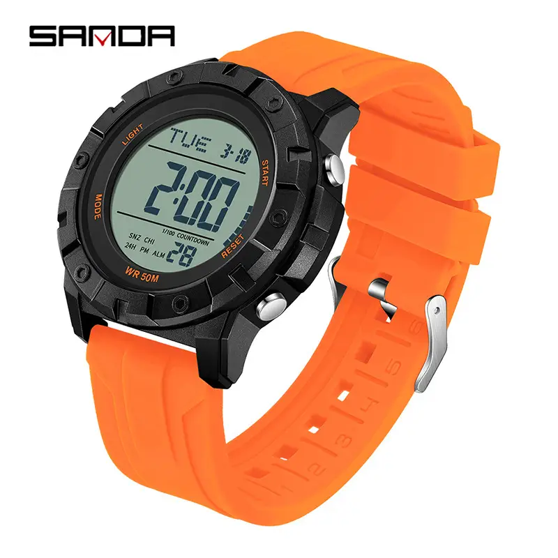 Sanda Red Digital Watch with Silicone Band - Image 12