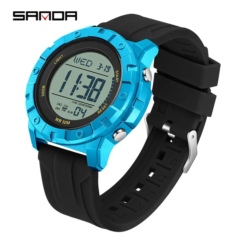 Sanda Red Digital Watch with Silicone Band - Image 3