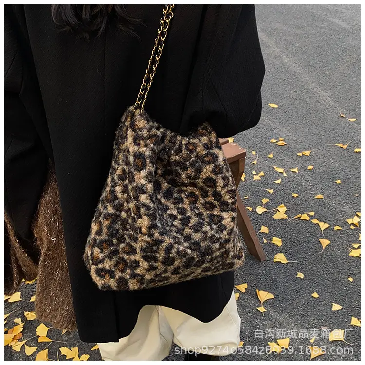 Leopard Print Large Cap Bag with Gold Chain — feature 20