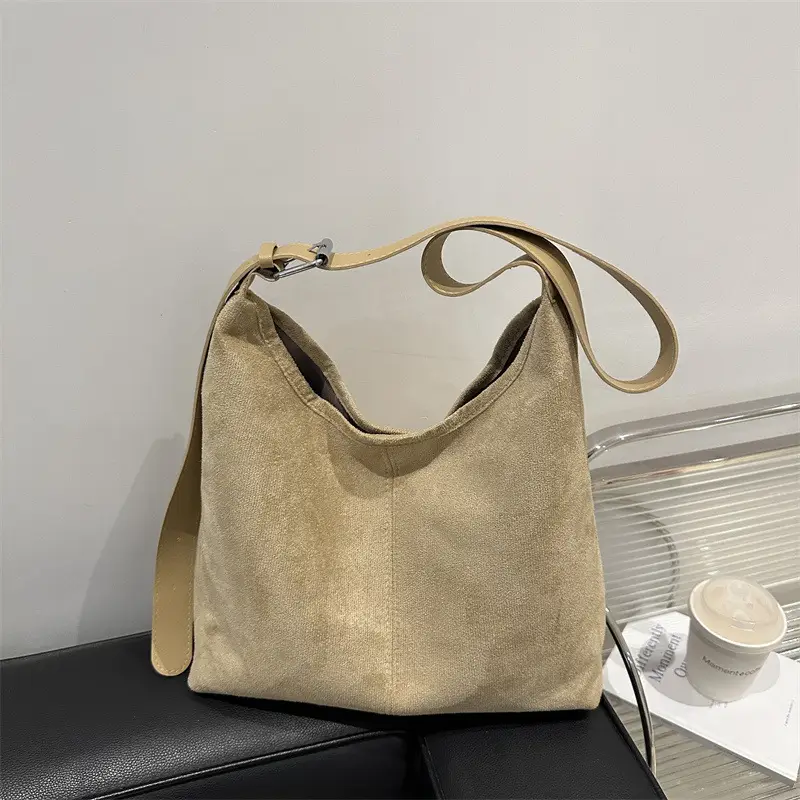 Women's Suede Shoulder Bag Maroon 2024 New - Image 6