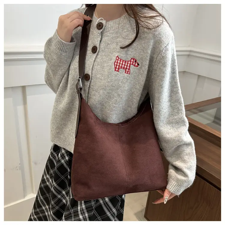 Women's Suede Shoulder Bag Maroon 2024 New — feature 20