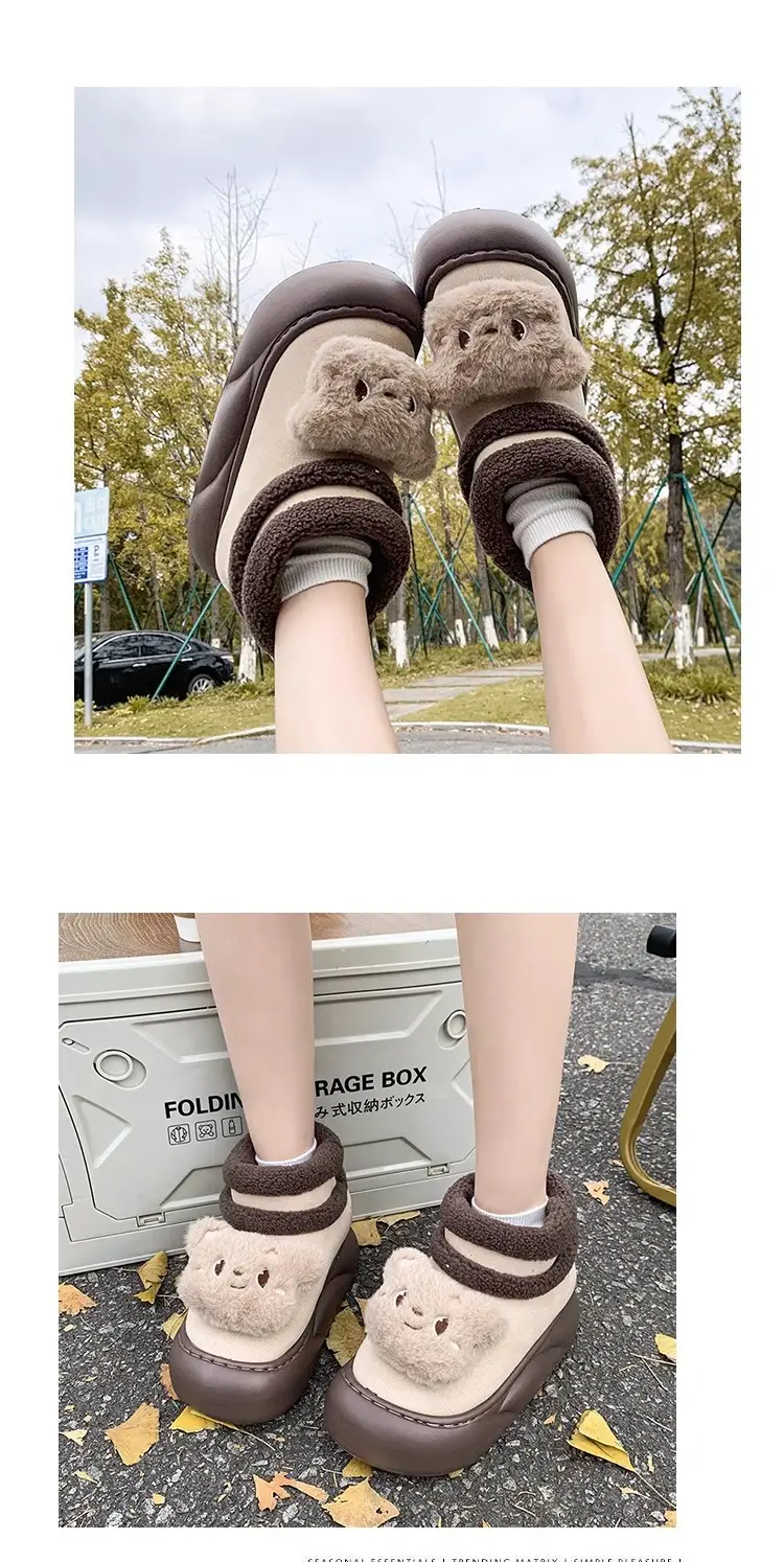 Nanbo Wan cute bear snow boots women 2024 autumn and winter new cotton shoes fleece-lined warm bread shoes wholesale — feature 10