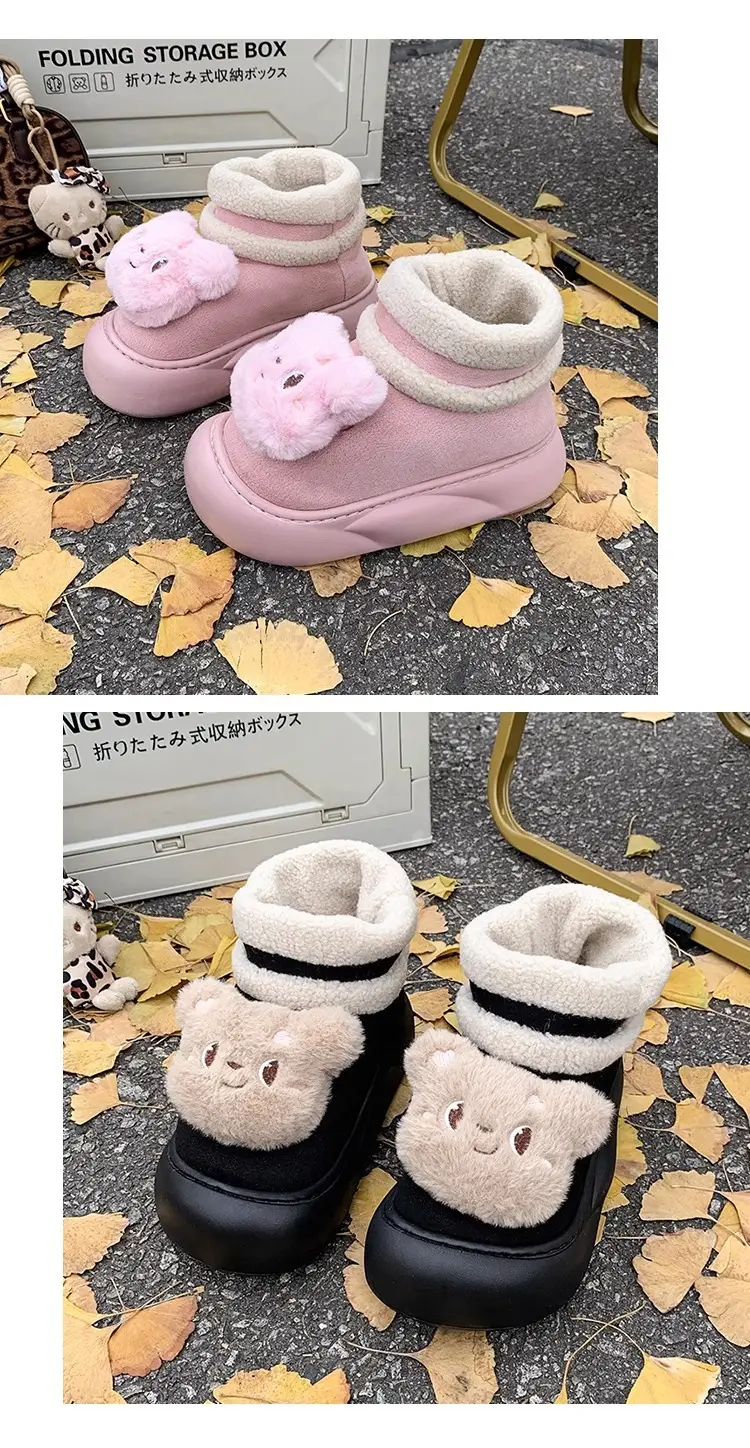 Nanbo Wan cute bear snow boots women 2024 autumn and winter new cotton shoes fleece-lined warm bread shoes wholesale — feature 15