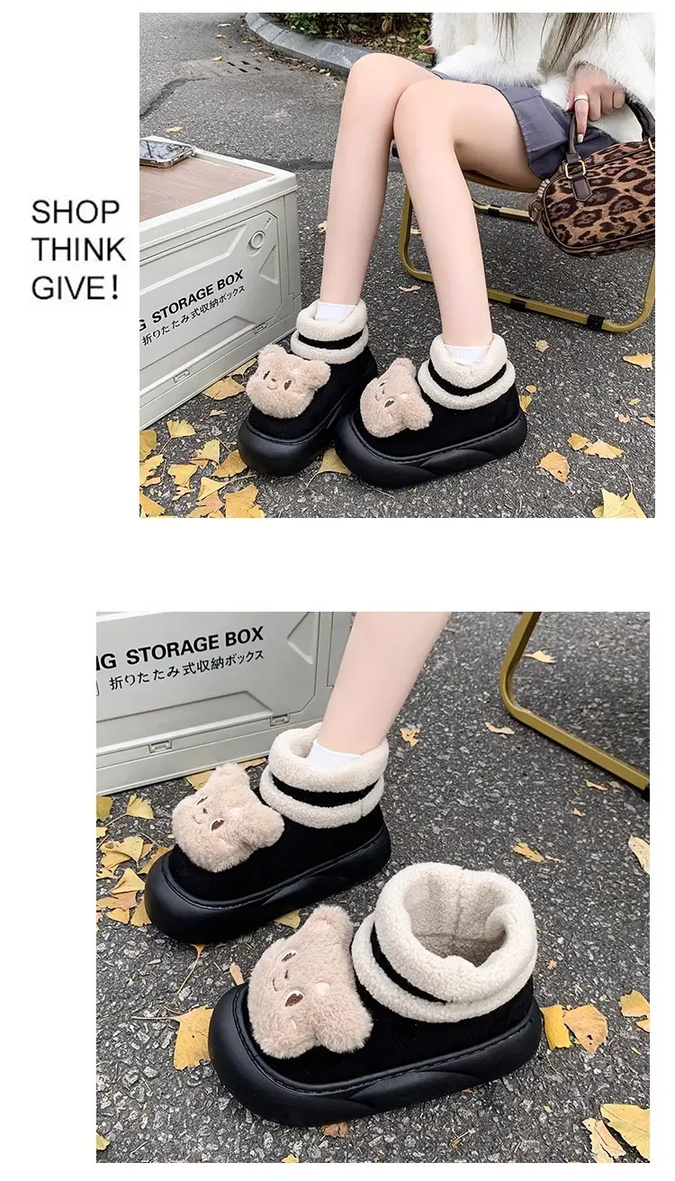 Nanbo Wan cute bear snow boots women 2024 autumn and winter new cotton shoes fleece-lined warm bread shoes wholesale — feature 3