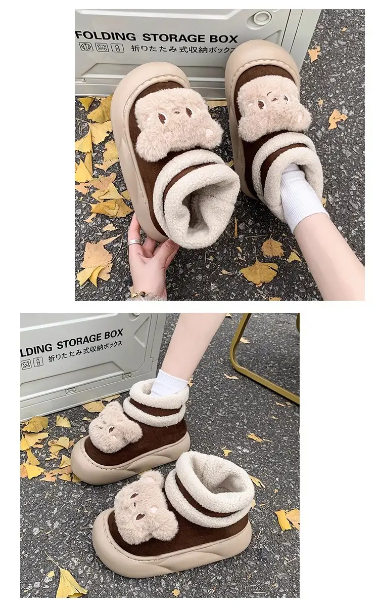 Nanbo Wan cute bear snow boots women 2024 autumn and winter new cotton shoes fleece-lined warm bread shoes wholesale — feature 4