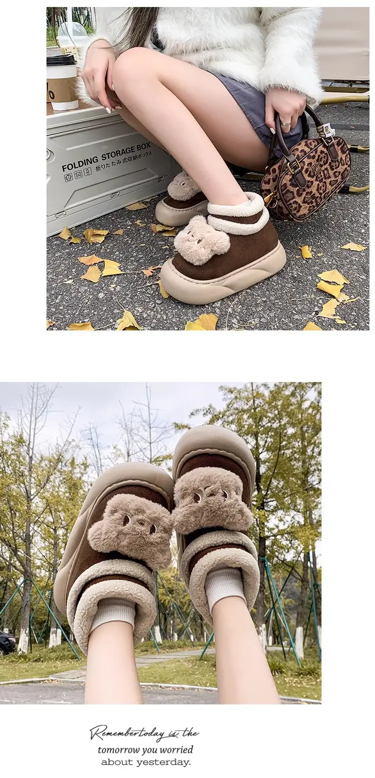 Nanbo Wan cute bear snow boots women 2024 autumn and winter new cotton shoes fleece-lined warm bread shoes wholesale — feature 6