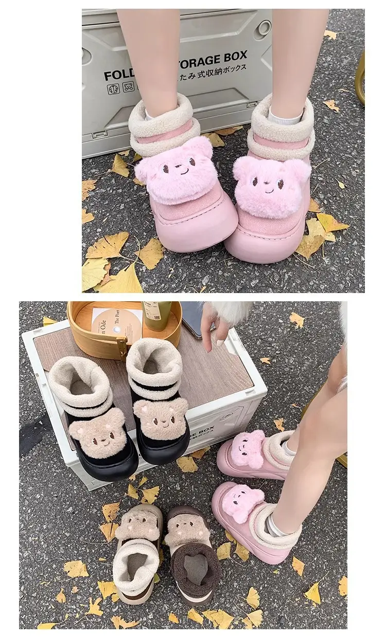 Nanbo Wan cute bear snow boots women 2024 autumn and winter new cotton shoes fleece-lined warm bread shoes wholesale — feature 8