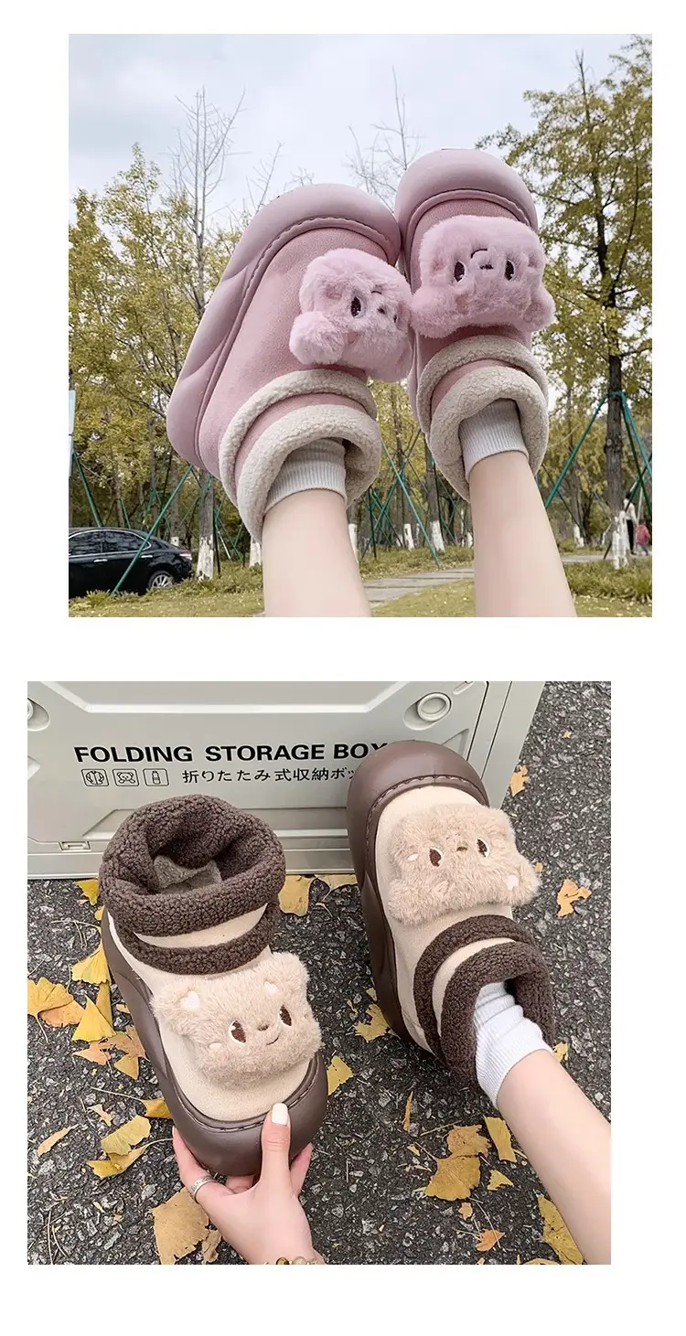 Nanbo Wan cute bear snow boots women 2024 autumn and winter new cotton shoes fleece-lined warm bread shoes wholesale — feature 9
