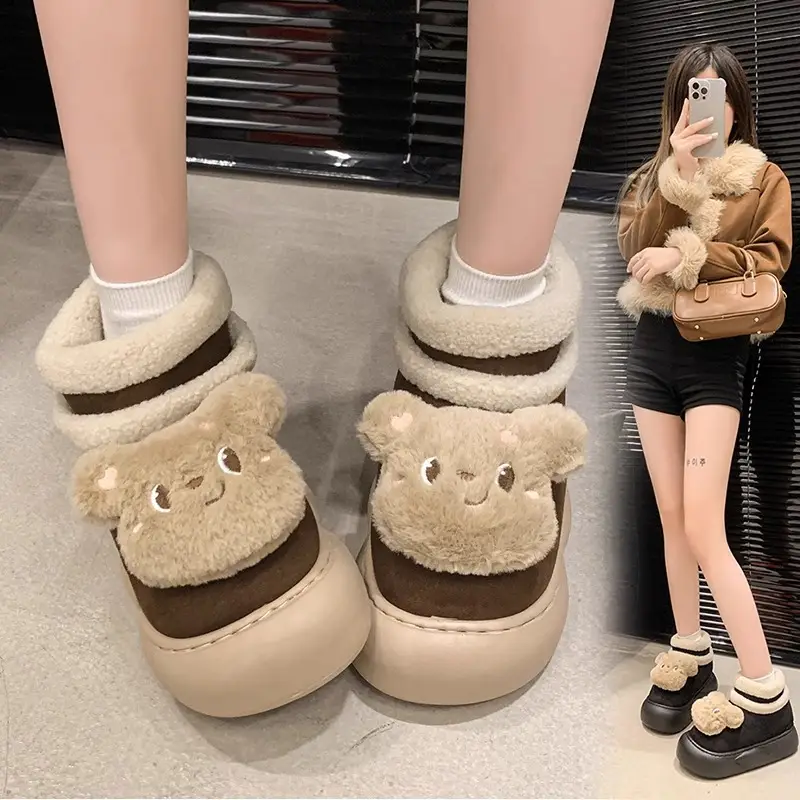 Nanbo Wan cute bear snow boots women 2024 autumn and winter new cotton shoes fleece-lined warm bread shoes wholesale - Image 2