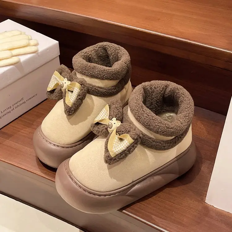 Nanbo Wan cute bear snow boots women 2024 autumn and winter new cotton shoes fleece-lined warm bread shoes wholesale - Image 5