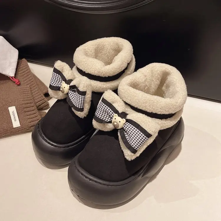 Nanbo Wan cute bear snow boots women 2024 autumn and winter new cotton shoes fleece-lined warm bread shoes wholesale - Image 8