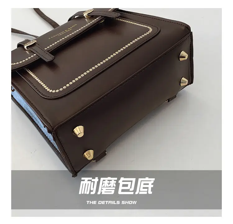 College Style Brown Shoulder Bag with Pouch — feature 6