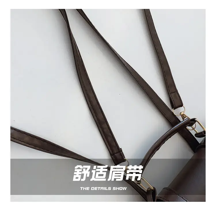 College Style Brown Shoulder Bag with Pouch — feature 7