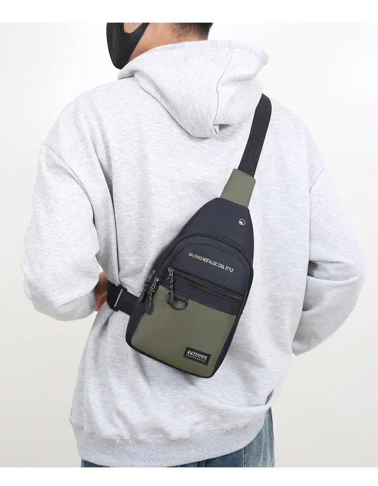 Men's Black Nylon Chest Bag with Metal Ring — feature 17