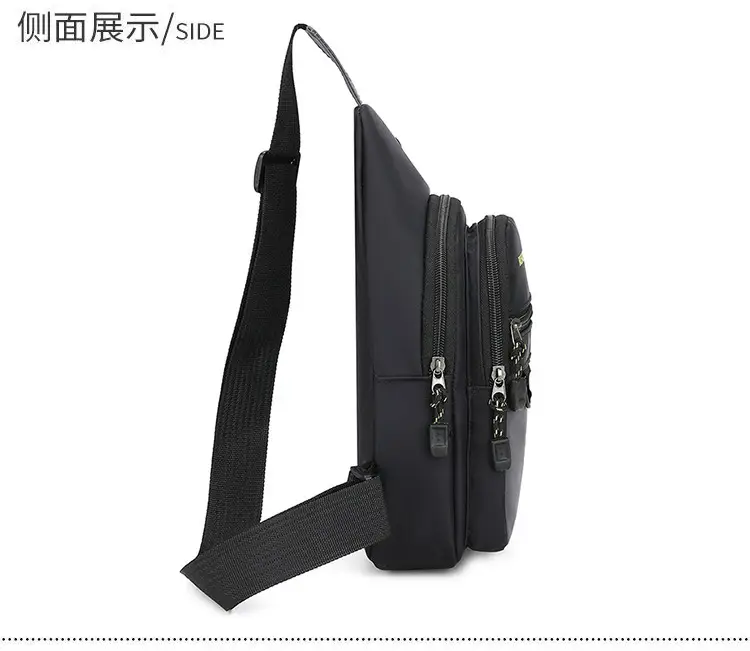 Men's Black Nylon Chest Bag with Metal Ring — feature 27