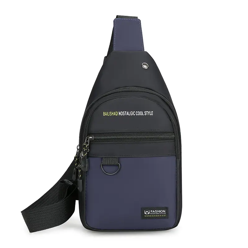 Men's Black Nylon Chest Bag with Metal Ring - Image 4