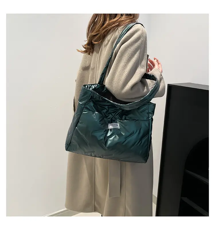Women's Silver Padded Shoulder Tote Bag Large Capacity — feature 10