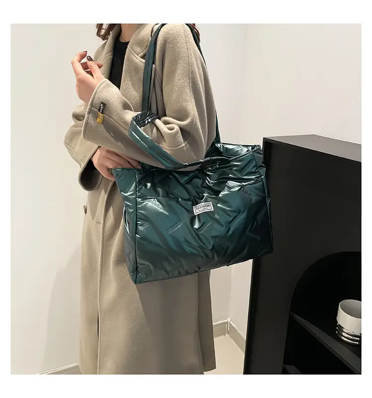 Women's Silver Padded Shoulder Tote Bag Large Capacity — feature 11