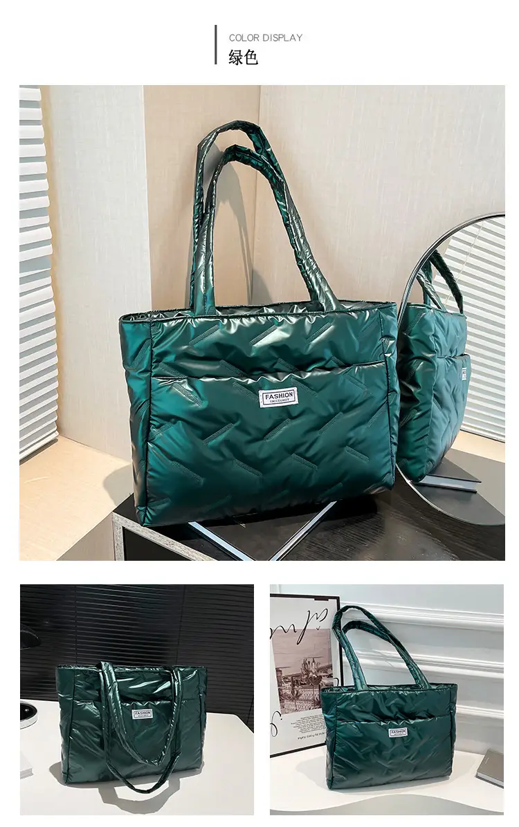 Women's Silver Padded Shoulder Tote Bag Large Capacity — feature 19