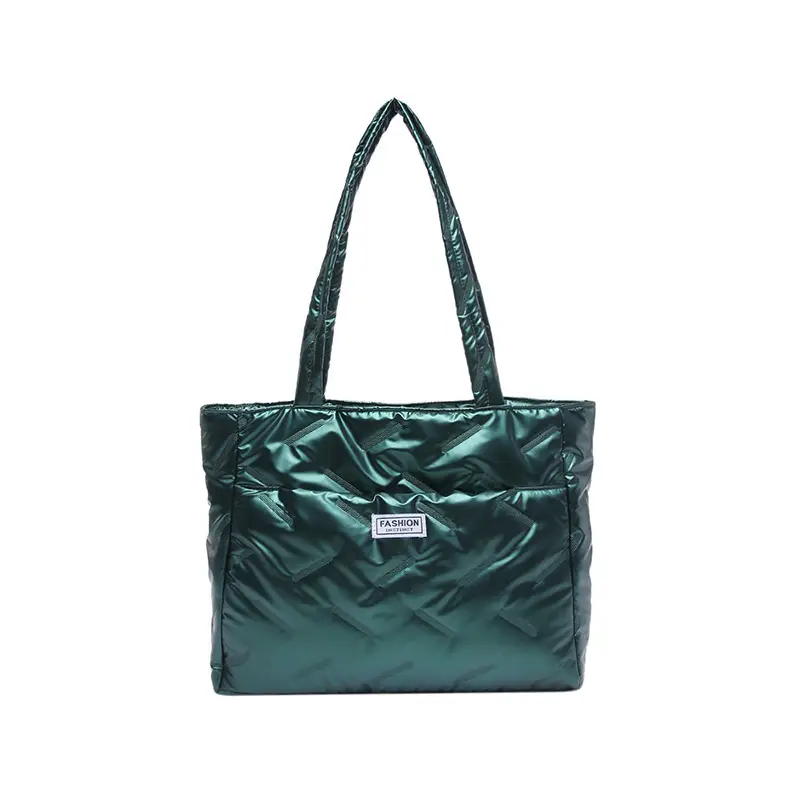 Women's Silver Padded Shoulder Tote Bag Large Capacity - Image 3