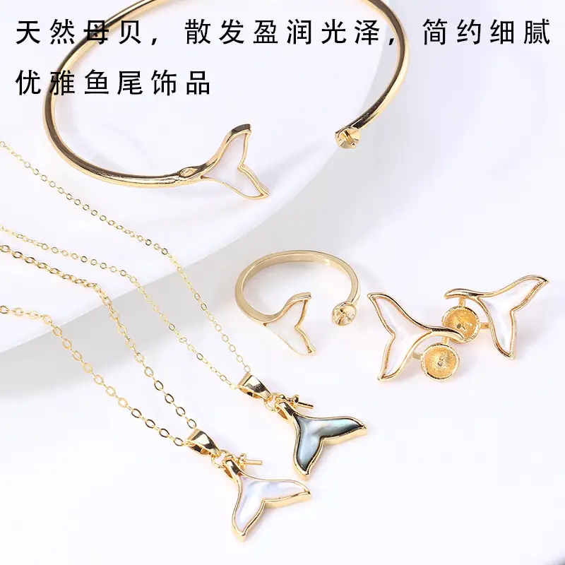 Gold Plated Fish Tail Earrings & Bracelet Set - Image 12