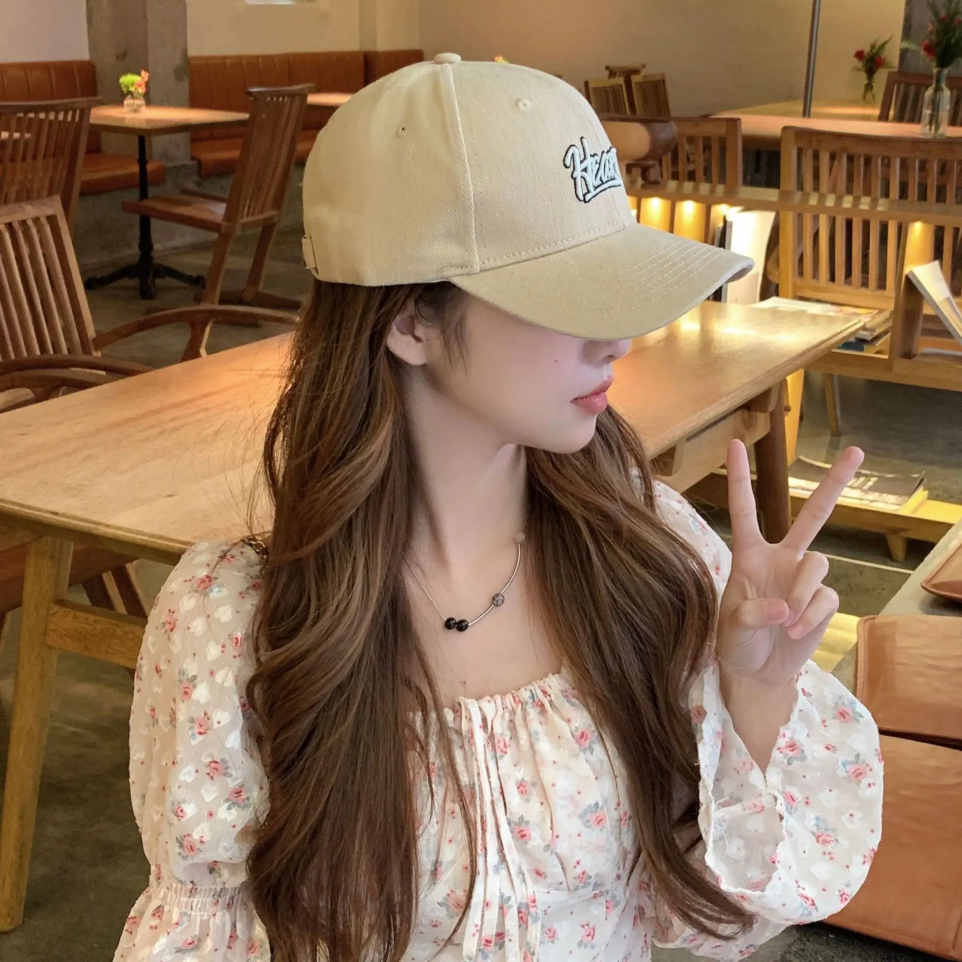 Women White Heart Logo Baseball Cap Winter Corduroy - Image 8