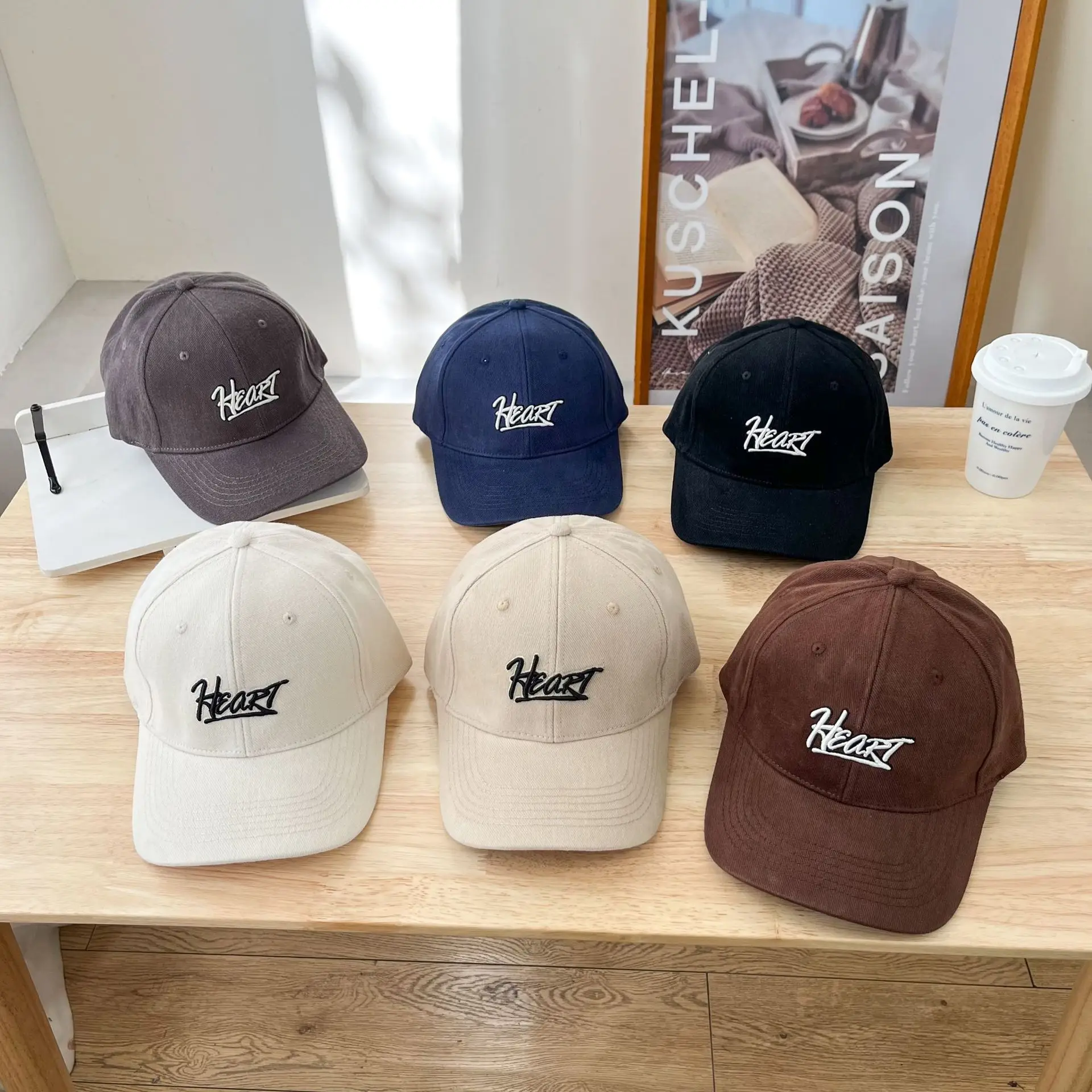 Women White Heart Logo Baseball Cap Winter Corduroy - Image 9