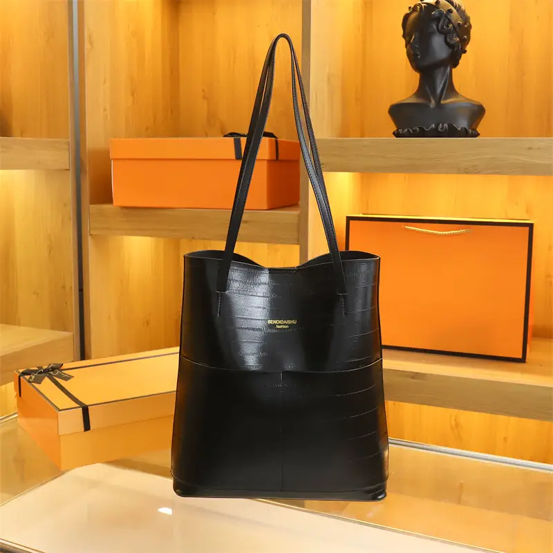 Brown Leather Shoulder Tote Bag Large Capacity Retro Casual Fashion — feature 9