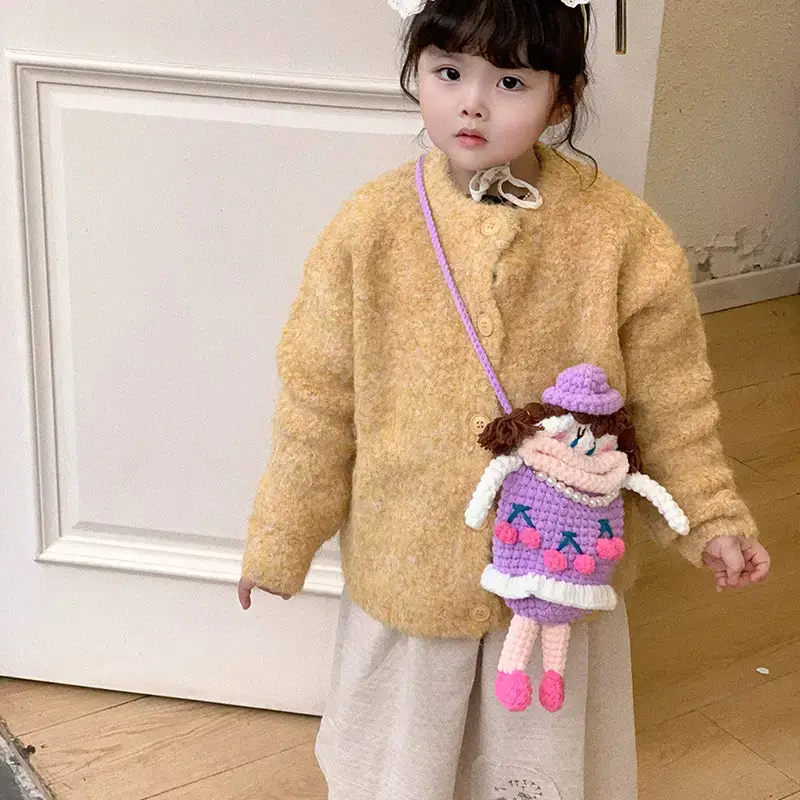 Cute Cartoon Shoulder Bag for Girls Wool Crochet - Image 3