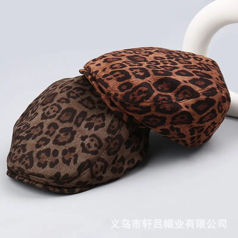 Autumn Suede Leopard Print Duck Tine Hat for Women - Image 4