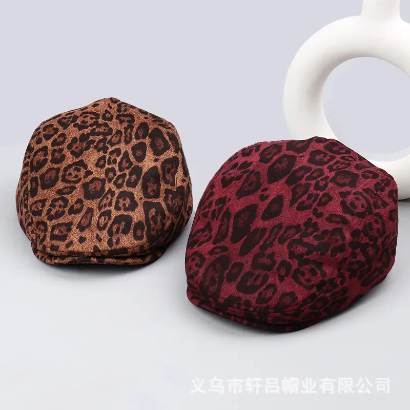 Autumn Suede Leopard Print Duck Tine Hat for Women - Image 5