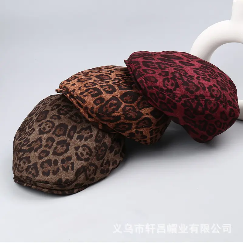 Autumn Suede Leopard Print Duck Tine Hat for Women - Image 6