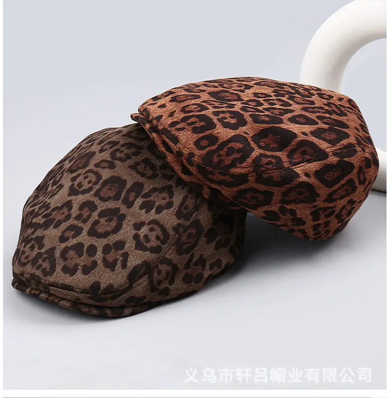 Autumn Suede Leopard Print Duck Tine Hat for Women — feature 4