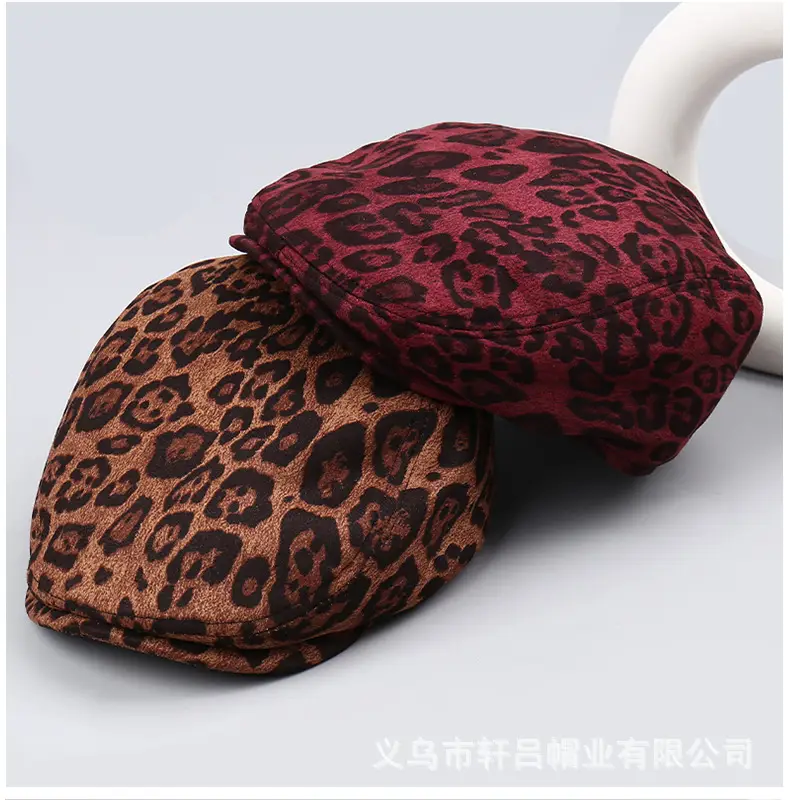 Autumn Suede Leopard Print Duck Tine Hat for Women — feature 6
