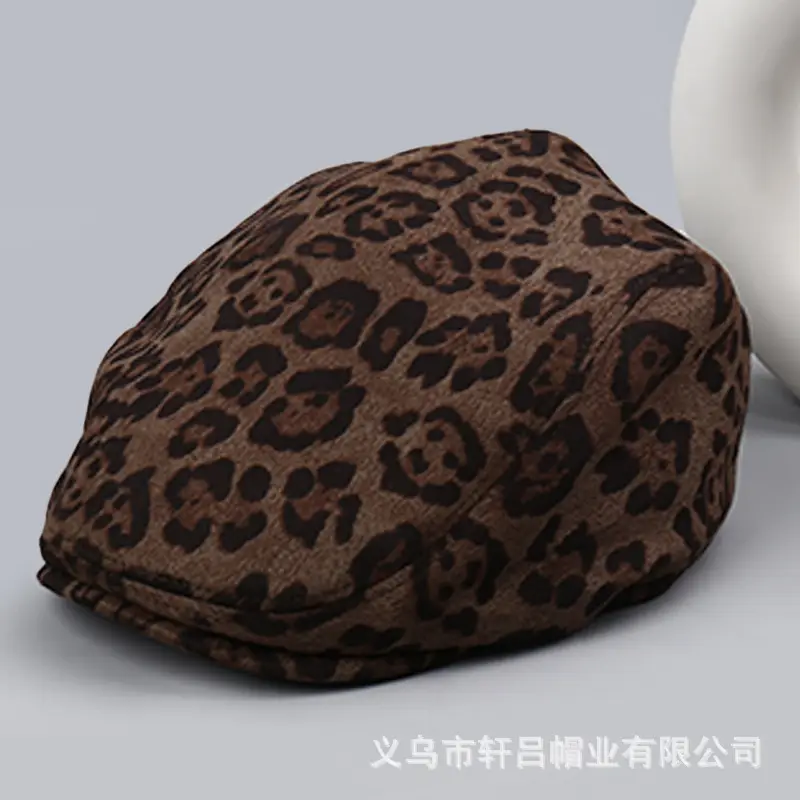 Autumn Suede Leopard Print Duck Tine Hat for Women - Image 3