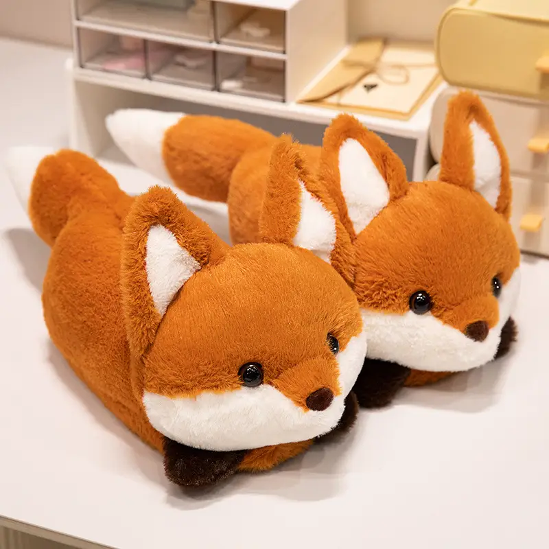 Red Panda Bag with Cotton Slippers Women's Winter Indoor Home Non-slip Cute High-top Plush Toy Warm fleece-lined Shoes - Image 6