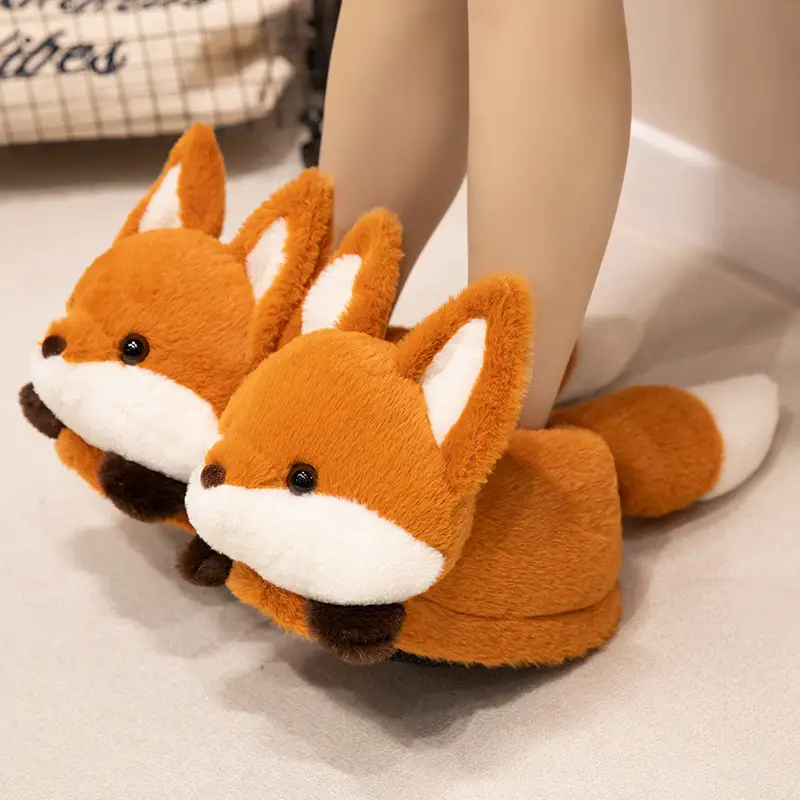 Red Panda Bag with Cotton Slippers Women's Winter Indoor Home Non-slip Cute High-top Plush Toy Warm fleece-lined Shoes — feature 2